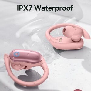 Rose Pink Wireless Earbuds with Earloop, Sport 90hrs Bluetooth 5.4 Headphone